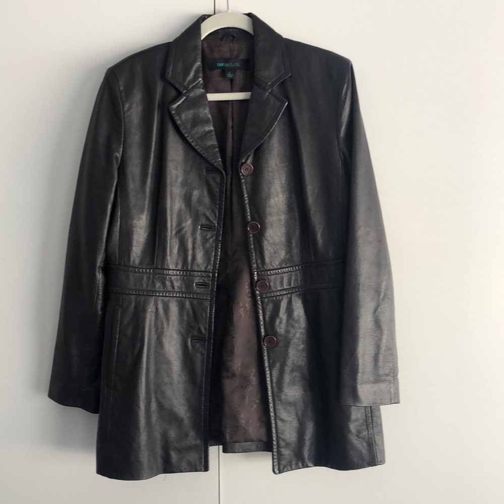 Beautiful deep brown leather jacket